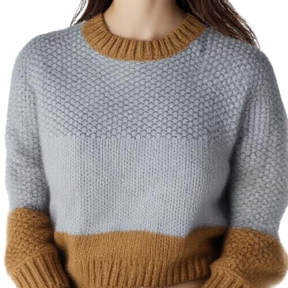 Elodie Sweater Womens‎ XS Orange Gray Colorblock Crew Neck Chunky - Picture 1 of 8